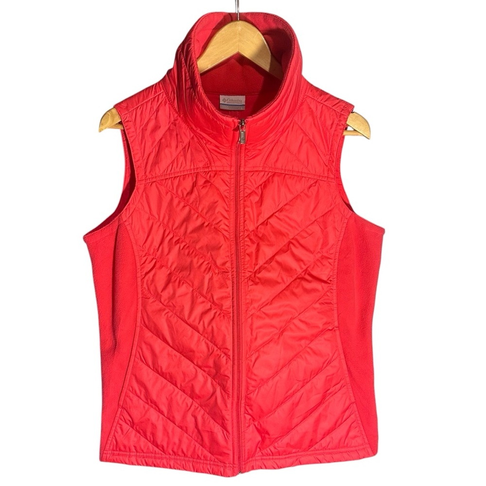 Columbia Vest Womens Size L Pink Sleeveless Quilted Zip Puffer High Neck